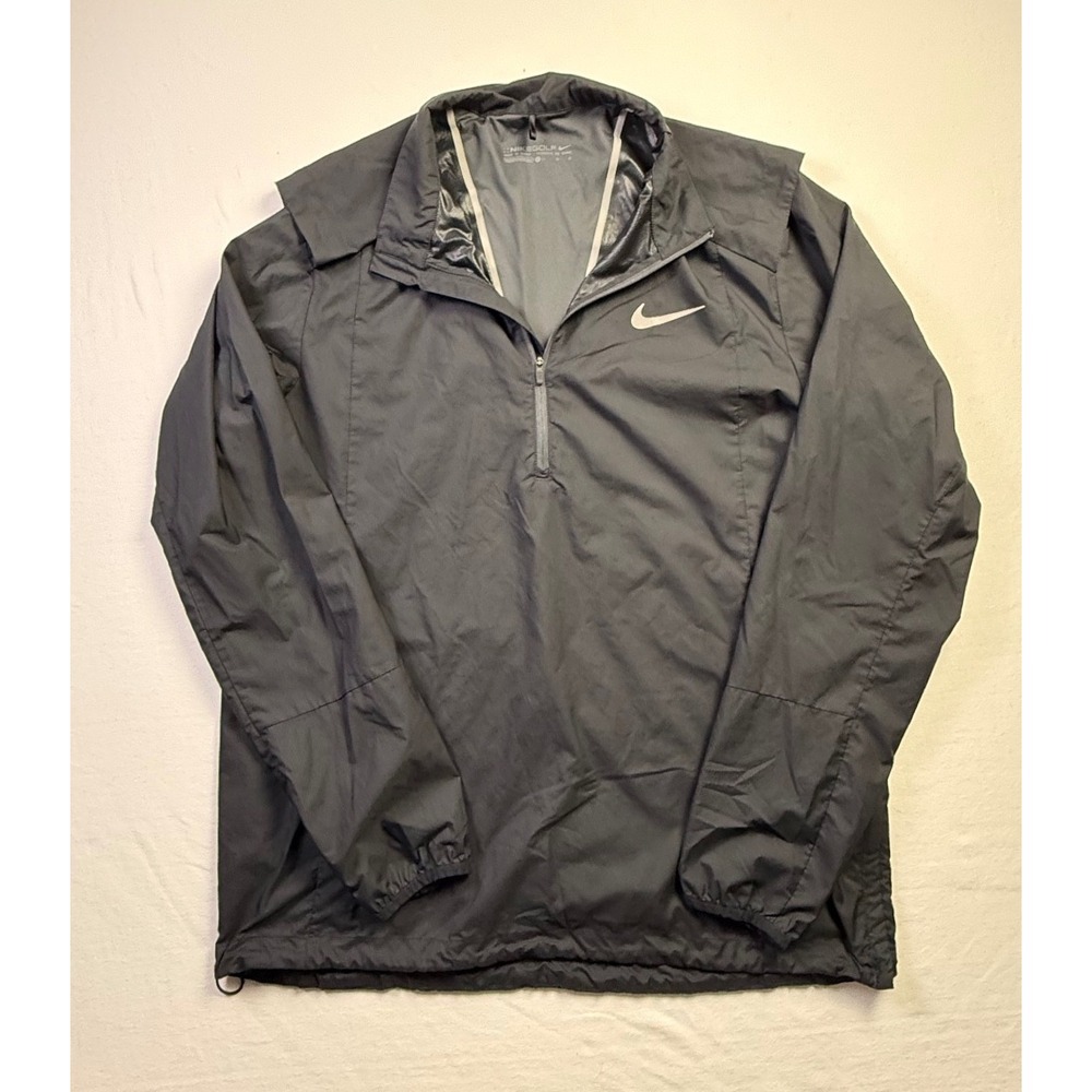 Nike Golf Mens Large Black Half Zip Windbreaker Pullover Jacket Swoosh-2684